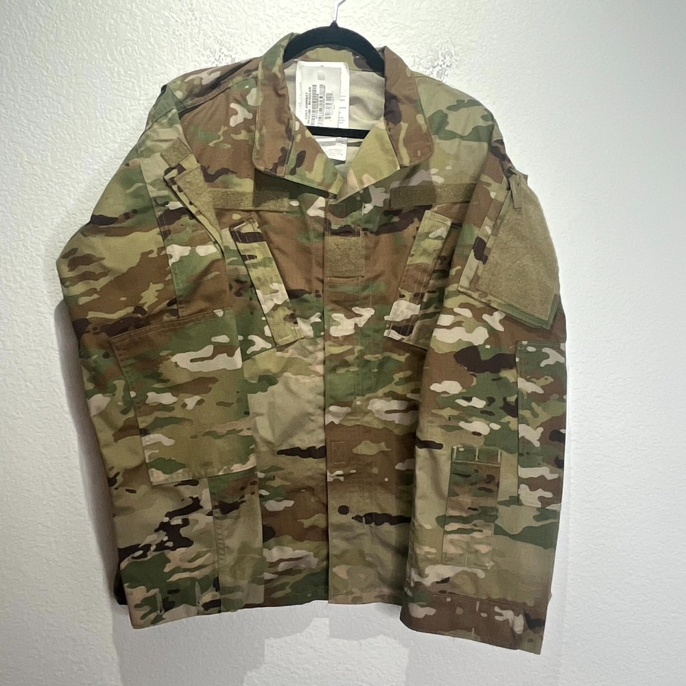 US Army Combat Uniform Jacket Unisex‎ Medium Green Camo Ripstop Military Coat
